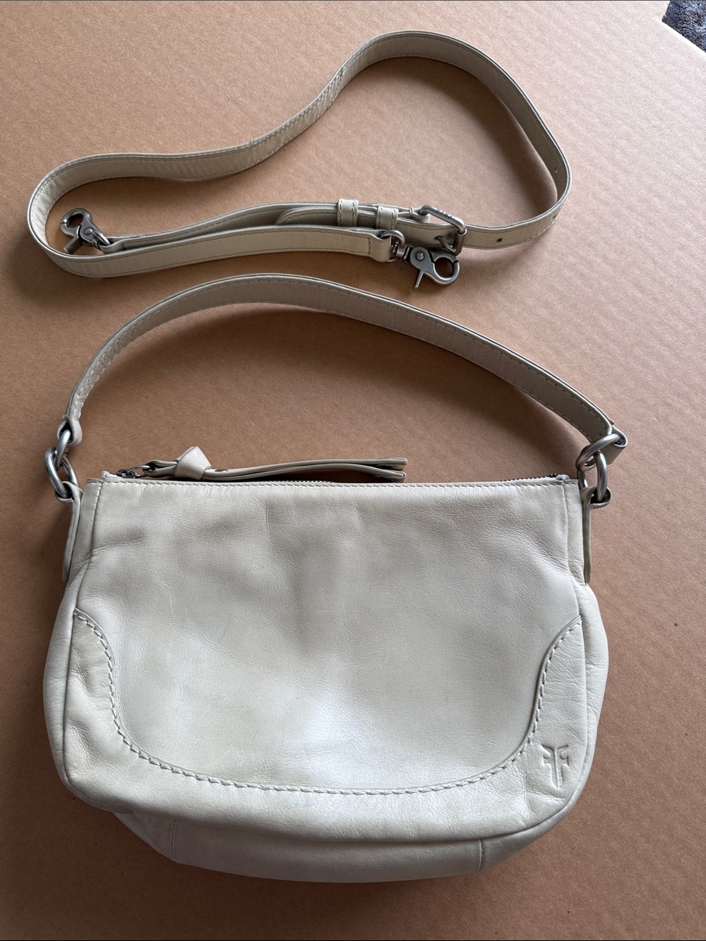 Frye Soft Leather Crossbody Bag in Cream Can also be used as a Shoulder Purse